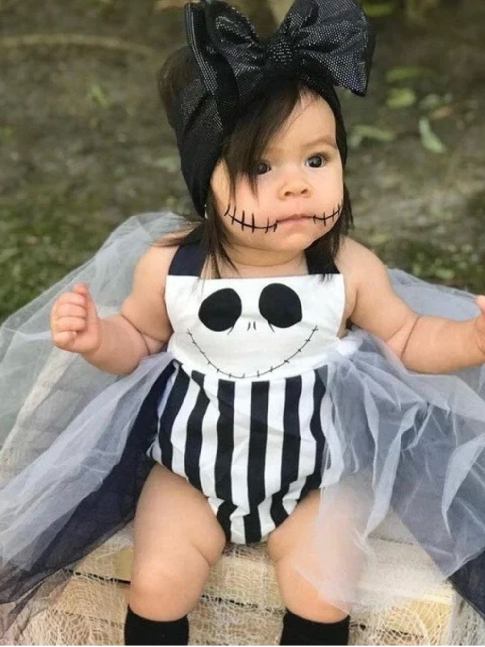 Unbranded Baby Jack Skellington-Inspired Black & White Halloween Costume